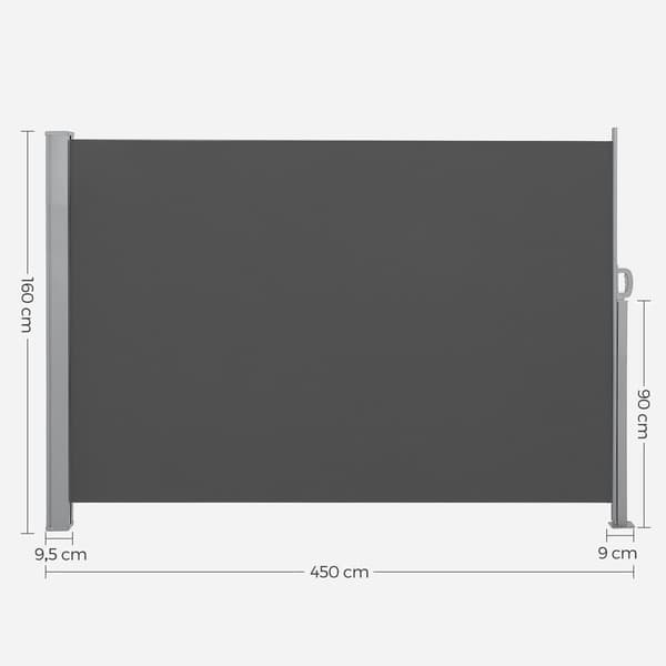 Sidans tak - utdragbar - 160 x 450 cm - för balkong