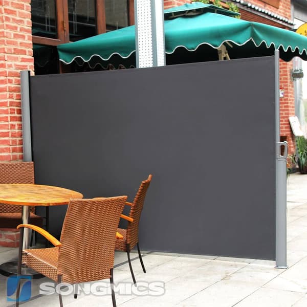Sidans tak - utdragbar sekretessskärm - 160 x 300 cm - svart