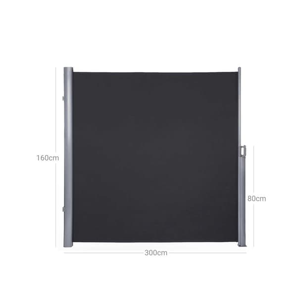 Sidans tak - utdragbar sekretessskärm - 160 x 300 cm - svart