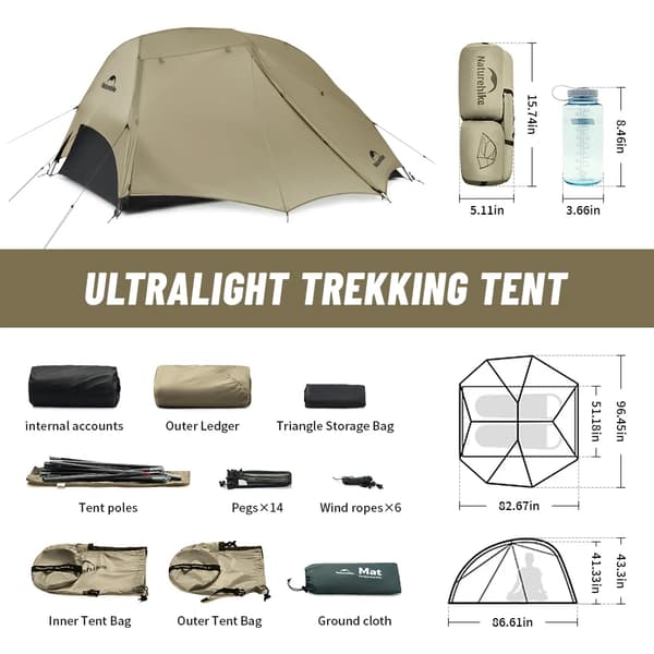 Campingtält, ultralätt design, två dörrar,Sand - 2 Personer