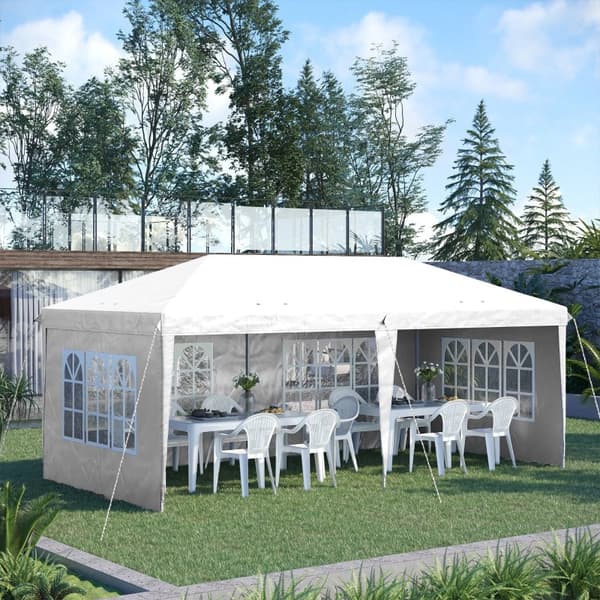 Rootz 3x6m kokoontaittuva huvimaja - Juhlateltta - Irrotettavat sivuseinät - Tukeva teräsrunko - 5,85 m x 2,95 m monipuolisiin ulkotapahtumiin