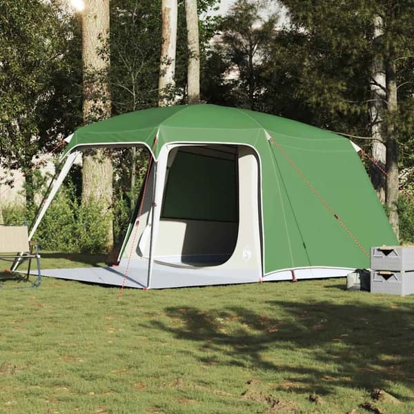 vidaXL 5-personers campingtelt med fortelt vandtæt kuppel grøn