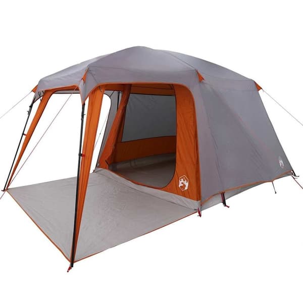 vidaXL 5-personers campingtelt med fortelt vandtæt kuppel grå&orange