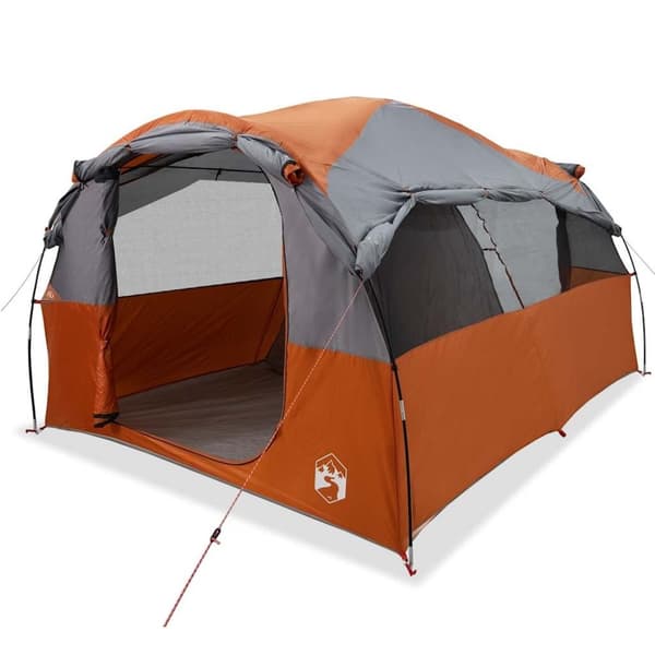vidaXL Tunneltelt for camping 6 personer grå og oransje vanntett
