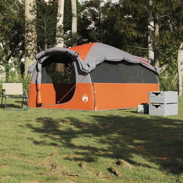 vidaXL Tunneltelt for camping 6 personer grå og oransje vanntett