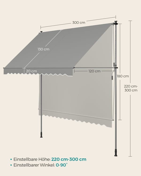 Klämt tak - med hand girland - 300 × 120 cm - grå