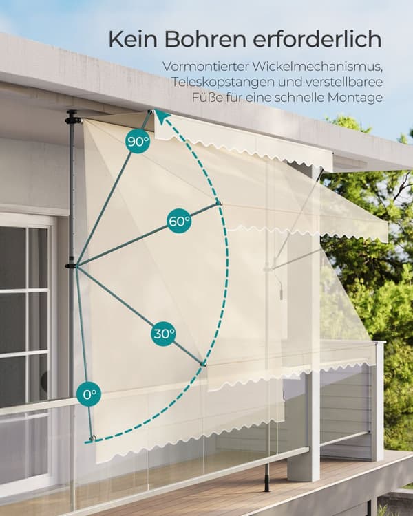 Klämt tak med hand girland 300 x 120 cm beige