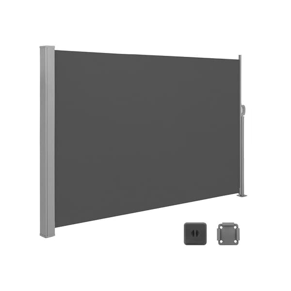 Side baldakin - 180 x 450 cm - Udvidelig rulleblind - Vis beskyttelse - Sort