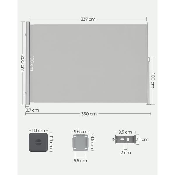 Sidans tak - utdragbar - 200 x 350 cm - för balkong