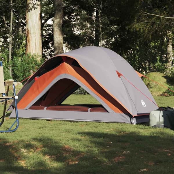 vidaXL 1-personers campingtelt vandtæt grå og orange