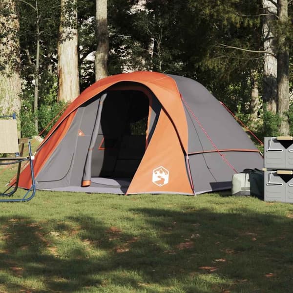 vidaXL Campingtelt 4 personer grå og oransje vanntett