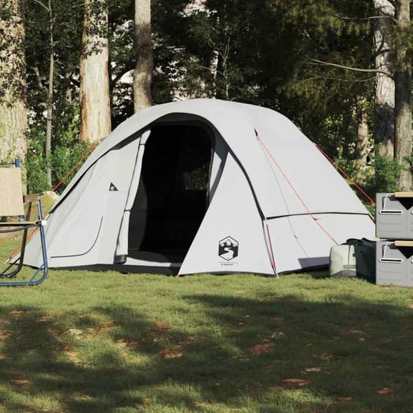 vidaXL Familietelt hytte 6 personer hvit blendingsstoff vanntett