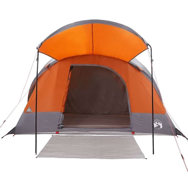 vidaXL 8-personers campingtelt vandtæt grå og orange