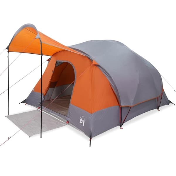 vidaXL Tunneltelt for camping 8 personer grå og oransje vanntett