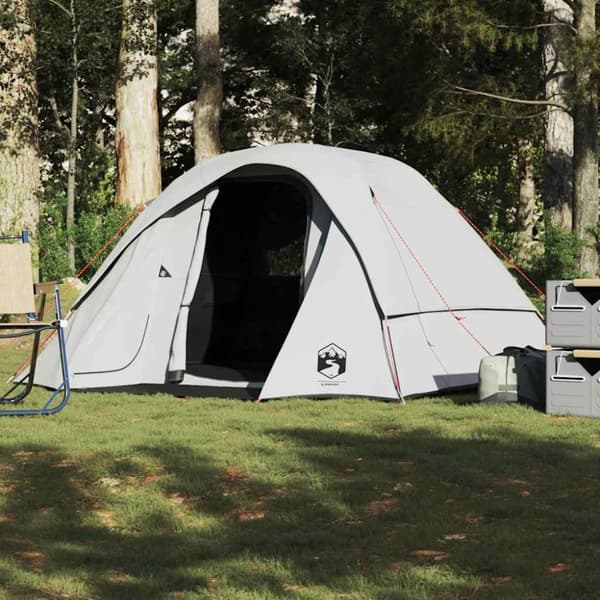 vidaXL 4-personers campingtelt vandtæt mørklægningsstof hvid