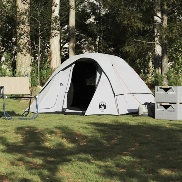 vidaXL 4-personers campingtelt vandtæt mørklægningsstof hvid