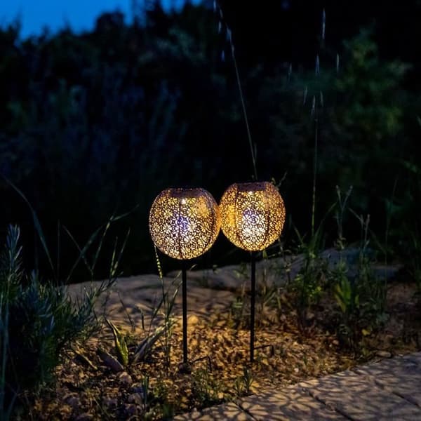 Set med 2 solfyrar att plantera - LUMISKY - AGADIR - H45 cm - Orientalisk stil - Varmvit LED