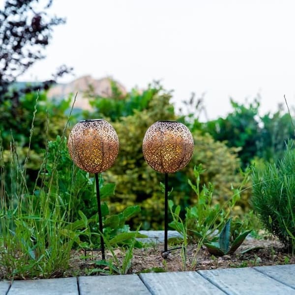 Set med 2 solfyrar att plantera - LUMISKY - AGADIR - H45 cm - Orientalisk stil - Varmvit LED