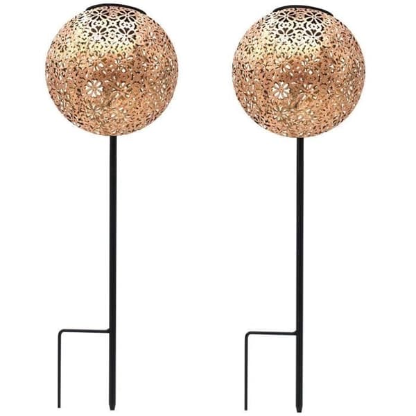 Set med 2 solfyrar att plantera - LUMISKY - AGADIR - H45 cm - Orientalisk stil - Varmvit LED