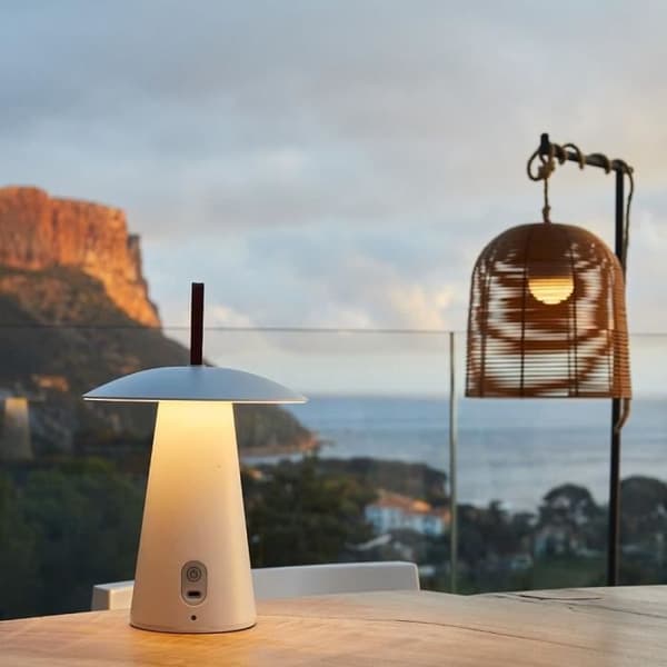 Sladdlös bordslampa - LUMISKY - FUNGY - H29 cm - Aluminium - Läderhandtag - Varmvit LED