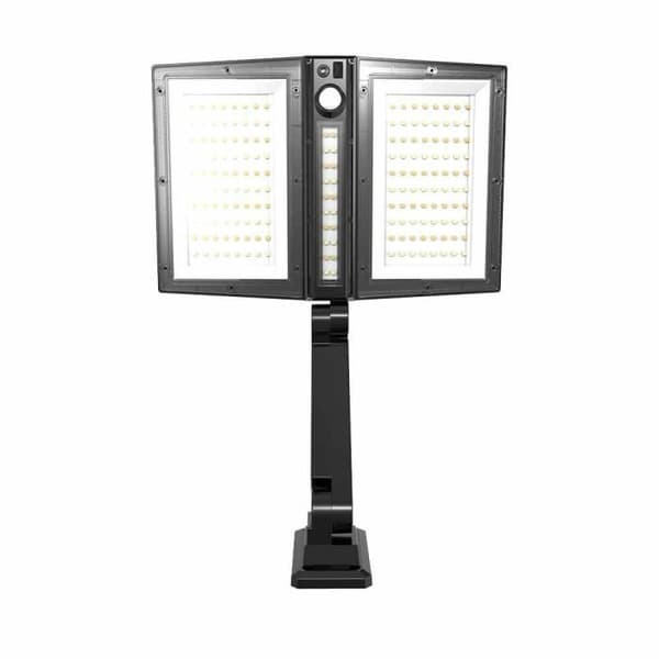 Solar spotlight - LUMISKY - CLIPPER BLACK - 37 cm - 2 svarta huvuden - Justerbar rörelsedetektor - Vit LED