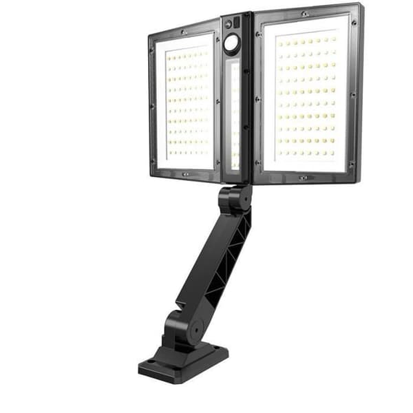 Solar spotlight - LUMISKY - CLIPPER BLACK - 37 cm - 2 svarta huvuden - Justerbar rörelsedetektor - Vit LED