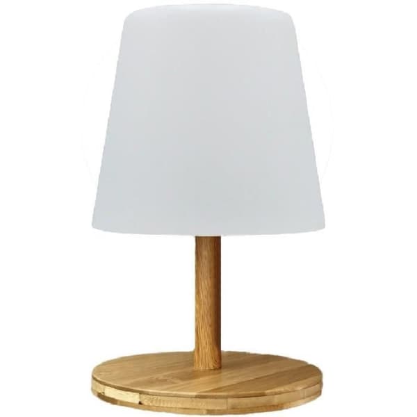 Sladdlös bordslampa - LUMISKY - STANDY MINI WOOD - H25 cm - Naturlig bambufot - Varmvit och vit LED