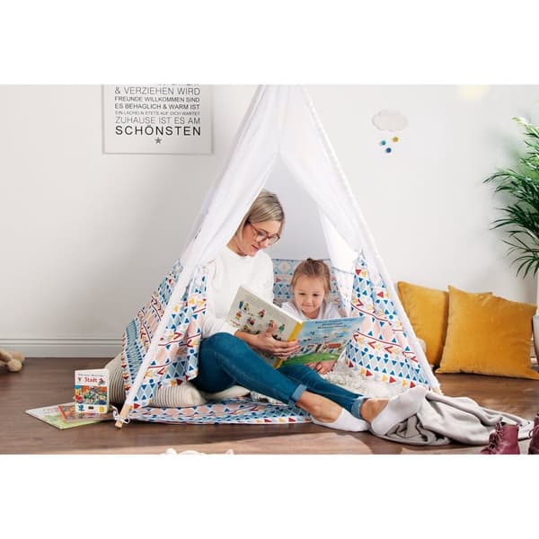 Rootz Kids Tipi Naira telt - indendørs legehus - tipi til børn - med vindue - polyester og træ - 120 cm x 120 cm x 155 cm