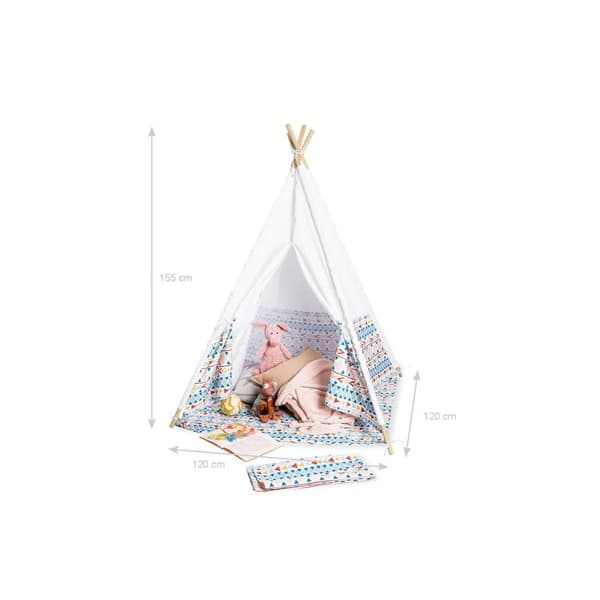 Rootz Kids Tipi Naira telt - indendørs legehus - tipi til børn - med vindue - polyester og træ - 120 cm x 120 cm x 155 cm