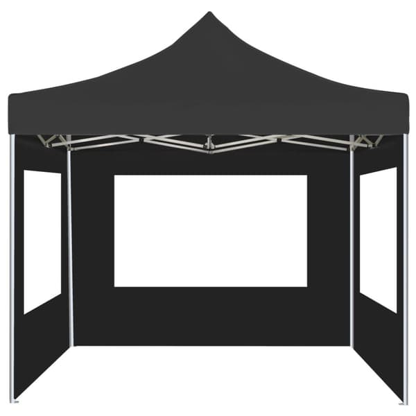 Hopfällbart partytält med väggar aluminium 2x2 m antracit