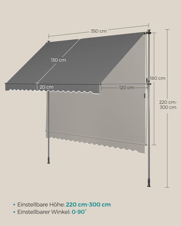 Klämt tak med hand girland 350 x 120 cm antracit