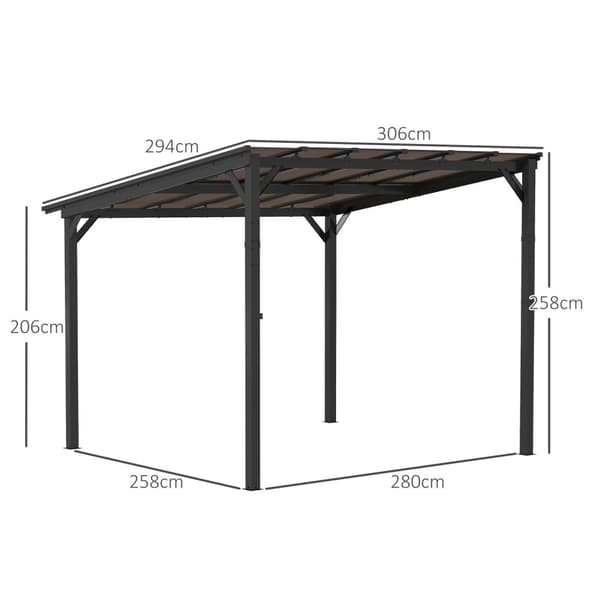 Rootz 3 x 3M Metalli pergola - puutarhapaviljonki - vedenpitävä katos - UV -kestävä - vapaasti seisova