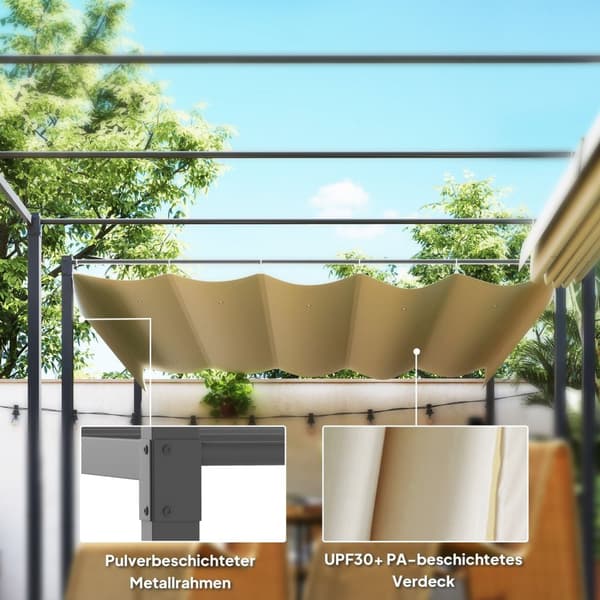 Rootz 3x3m Garden Pergola - Gazebo Canopy - Outdoor Pavilion - UPF30+, stålramme, 298x297x221cm