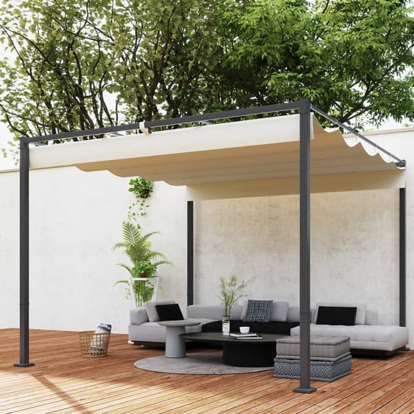 Rootz 3x3m Garden Pergola - Gazebo Canopy - Outdoor Pavilion - UPF30+, stålramme, 298x297x221cm