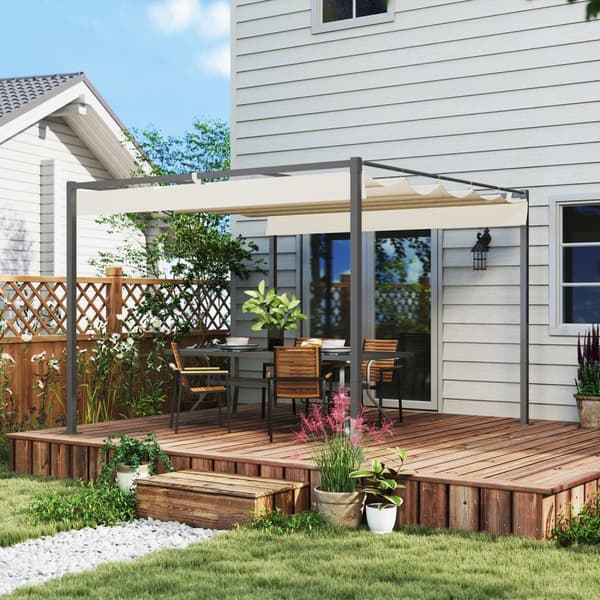 Rootz 3x3m Garden Pergola - Gazebo Canopy - Outdoor Pavilion - UPF30+, stålramme, 298x297x221cm