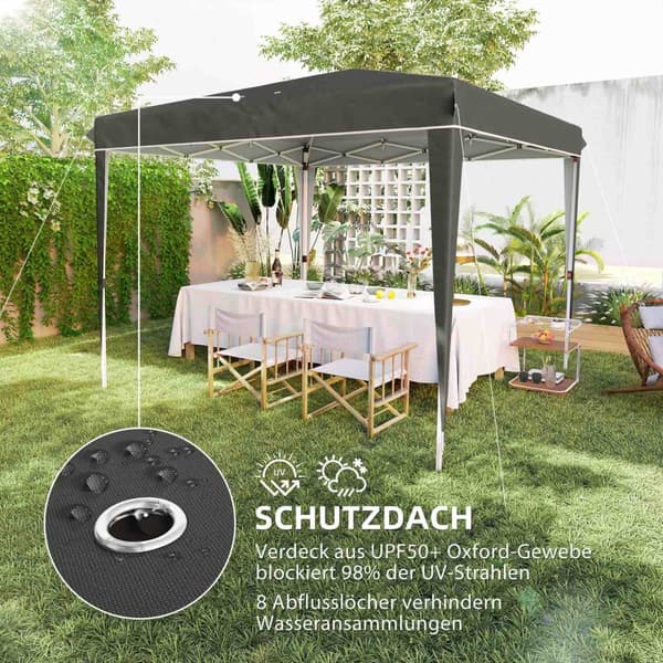 Rootz 3x3m Pop Up Gazebo - Party Tent - Pavilion - UPF50+ Sun Protection - 300cm x 300 cm x 273 cm - enkel transport med bärväska