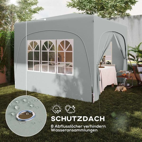 Rootz 3x3m Gazebo - Pop -Up Garden Tent - Portable Shelter - UPF50+ Protection - 300x300x273cm
