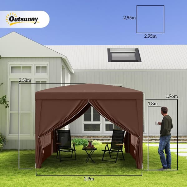Rootz 3x3m Gazebo -telt - Pavilion - Marquee - UV -beskyttelse - Stålramme - Passer let opsætning - 2,95 m x 2,95 m x 2,58m