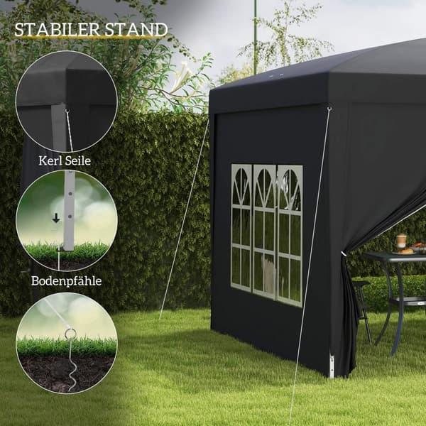 Rootz 3 x 3M Paviljonki - Puutarhateltta - Marquee - UV -suoja - 2,95m x 2,95m x 2,58m - Ihanteellinen juhliin ja retkeilyyn