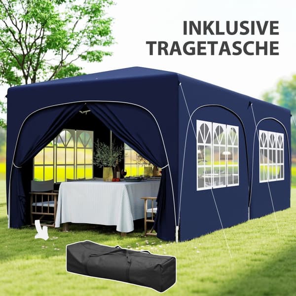 Rootz 3x6m Pop -Up Gazebo - Havetelt - Paviljongen - UPF50+ UV -beskyttelse - Justerbar højde - 597 cm x 300 cm x 270 cm
