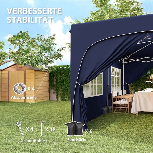 Rootz 3x6m Pop -Up Gazebo - Havetelt - Paviljongen - UPF50+ UV -beskyttelse - Justerbar højde - 597 cm x 300 cm x 270 cm