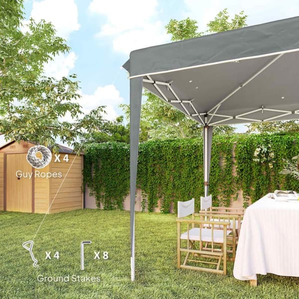 Rootz 3x3m Pop Up Gazebo - Garden Tent - Outdoor Pavilion - UPF50+ Sun Protection - 300 cm x 300 cm x 273 cm - Bærbar med bærepose