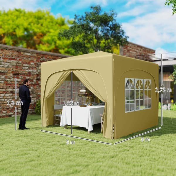 Rootz 3x3m Pop -up Garden Telt - Ulkovihanliha - Juhlateltta - UPF50+ Suojaus - 300 cm x 300 cm x 273cm