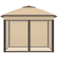 Miniatyrbillede 8 af 11: Rootz Folding Gazebo - Garden Gazebo - Metal Pavilion - Mesh Curtains - Drainage System - 330L X 330W X 288H CM - Brown