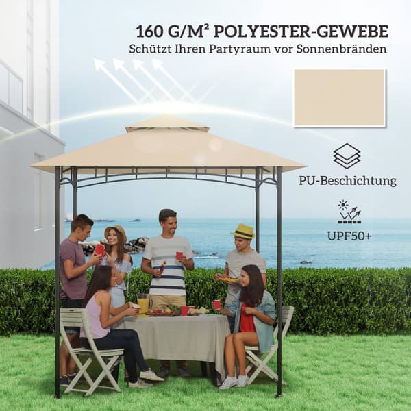 Rootz Garden Gazebon vaihto tarpauliini - BBQ Grill Gazebo -katto - Auringonvarjostin katos - UPF50+ Suojaus - 244 cm x 152 cm