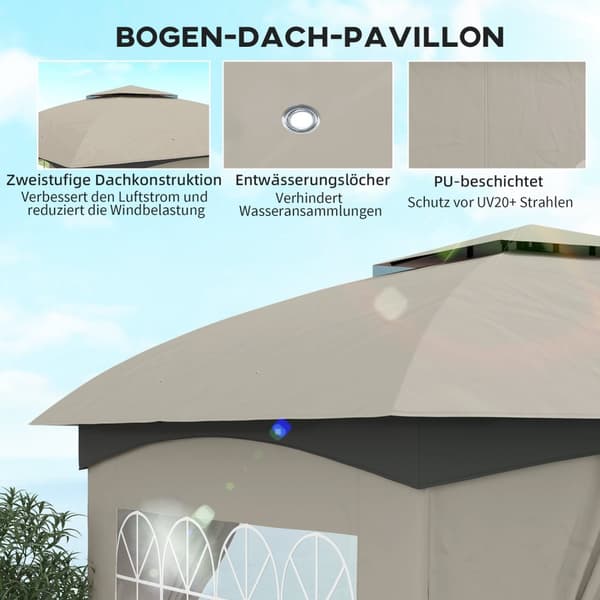 Rootz Garden Gazebo Beer -teltta - Ulkopako - Patio Canopy - UV -suoja - 3,35m x 3,35m x 2,85m