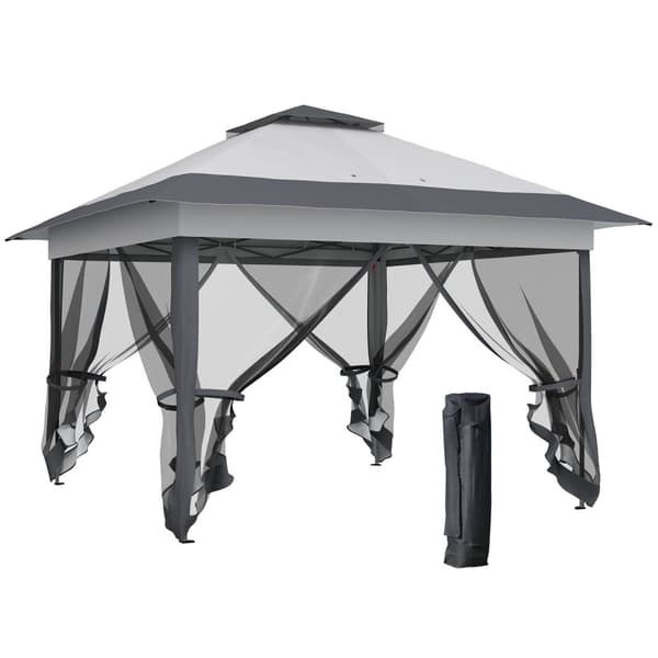 Rootz Garden Pavilion Pop -Up Gazebo - Ulkokatos - Taitettava suoja - UV -suojaus ja hyttysverkko - 3,64m x 3,64m x 2,98m