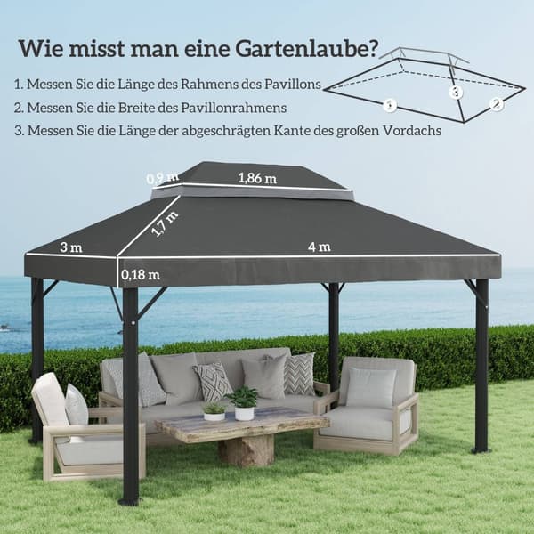 Rootzin huvimajan vaihto katto - katoskansi - auringonvarjo - upf30+ suoja - 400 cm x 300 cm