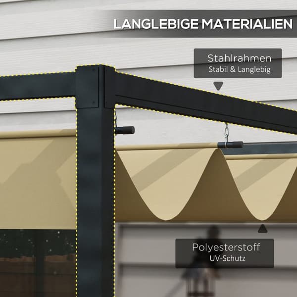 Rootz Pergola - Puutarhakatos - Patio -kansi - UV & Water -hylkivä - 400L x 300W x 222H CM