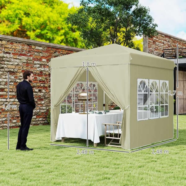 Rootz Pop Up Gazebo Telt - Garden Pavilion - Foldbar baldakin - UPF50+ UV -beskyttelse - 248L x 248W X 270H CM - Grøn